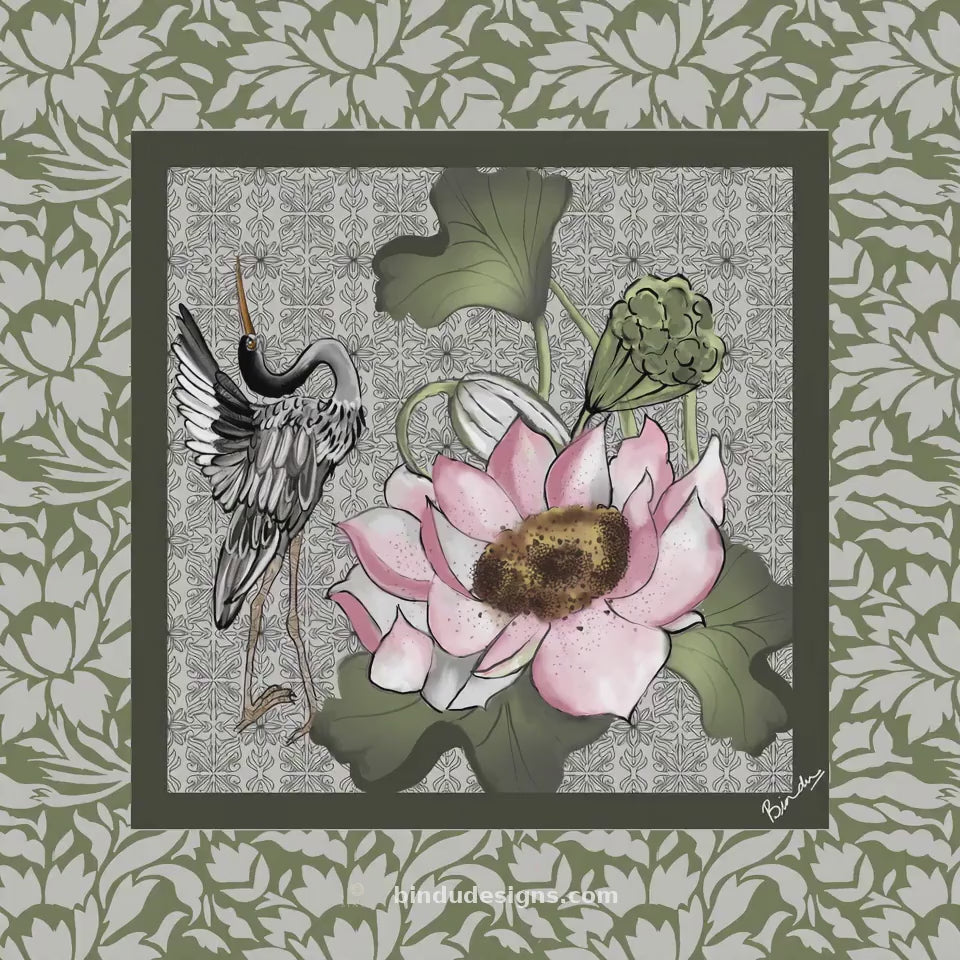 Lotus and Heron Reverie